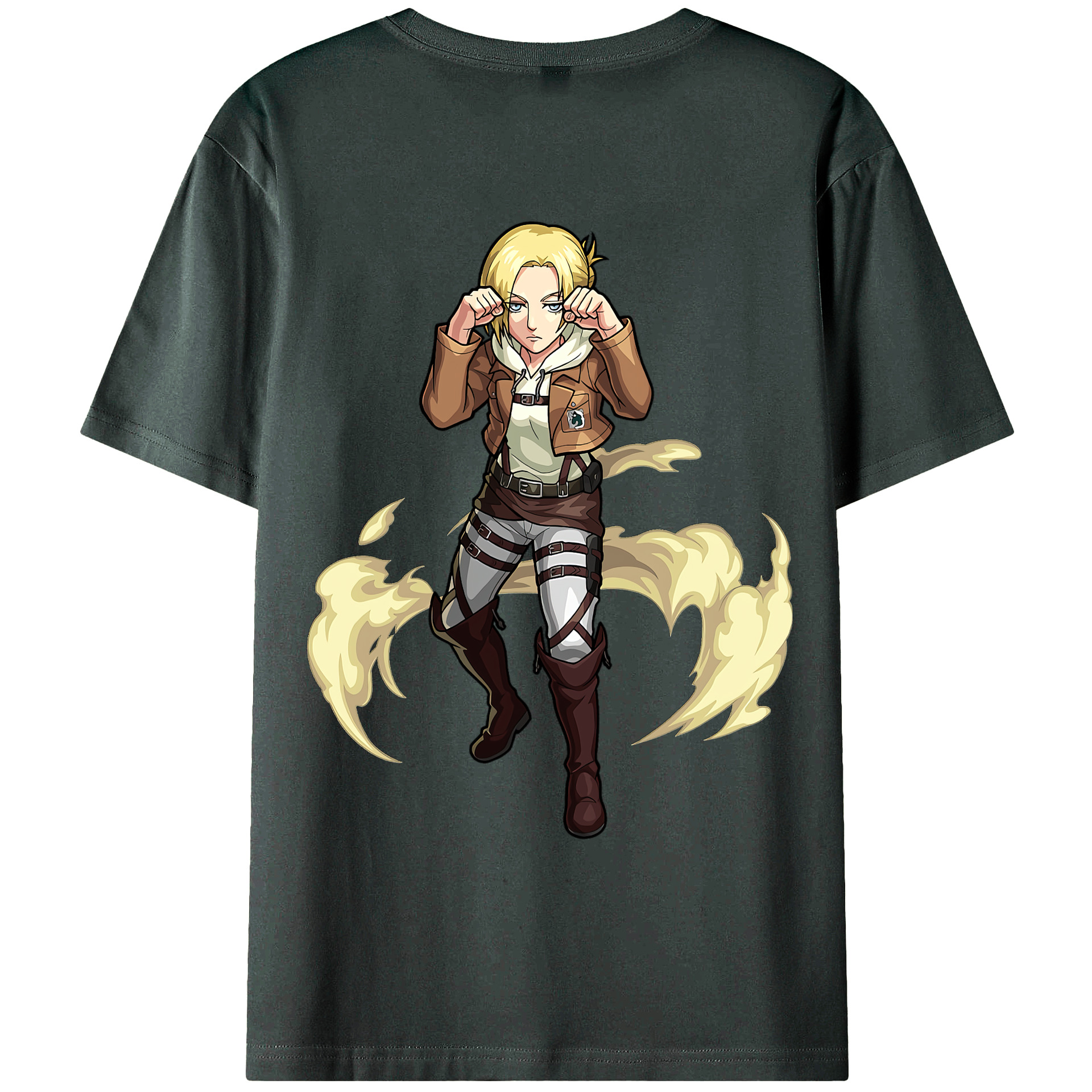 （画像用） 進撃の巨人 アニ・レオンハート Attack on Titan Annie Leonhart 綿100％ メンズ半袖Tシャツ（バックプリント） 通気性